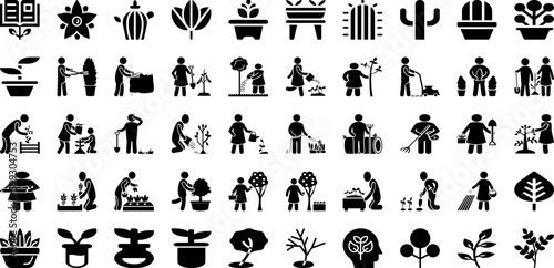 Plant Icon Set Isolated Silhouette Solid Icons With Nature, Symbol, Icon, Plant, Line, Leaf, Vector Infographic Simple Vector Illustration