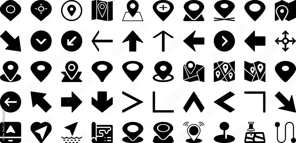 Point Icon Set Isolated Silhouette Solid Icons With Illustration, Vector, Line, Point, Icon, Sign, Symbol Infographic Simple Vector Illustration