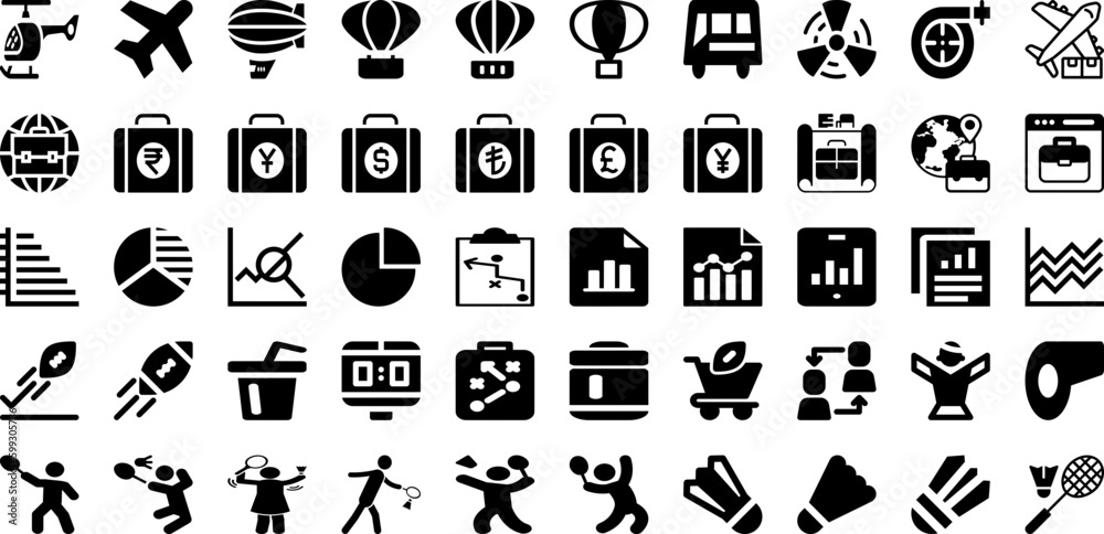 Port Icon Set Isolated Silhouette Solid Icons With Vector, Ship, Cargo, Set, Line, Icon, Port Infographic Simple Vector Illustration