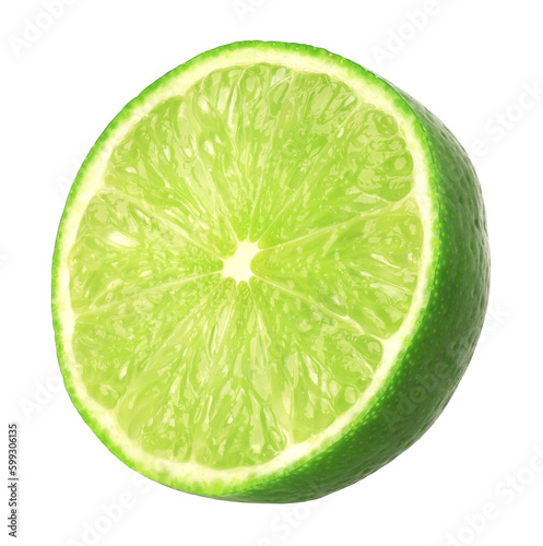 Natural fresh lime half isolated, transparent png, PNG format, cut out