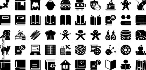Read Icon Set Isolated Silhouette Solid Icons With Book, Symbol, Vector, Education, Icon, Design, Illustration Infographic Simple Vector Illustration