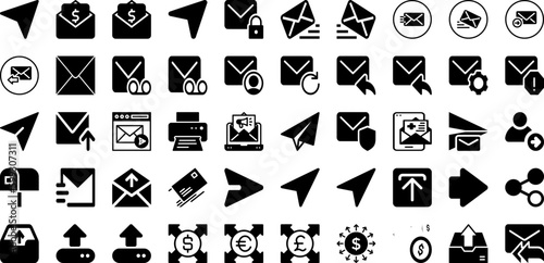 Send Icon Set Isolated Silhouette Solid Icons With Web, Icon, Send, Vector, Sign, Message, Symbol Infographic Simple Vector Illustration