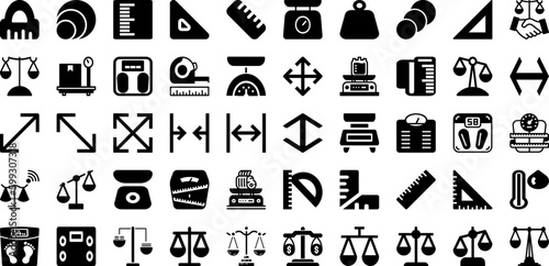 Scale Icon Set Isolated Silhouette Solid Icons With Scale, Sign, Balance, Icon, Vector, Weight, Symbol Infographic Simple Vector Illustration