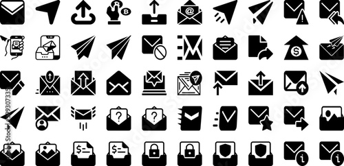 Send Icon Set Isolated Silhouette Solid Icons With Sign, Web, Symbol, Message, Vector, Send, Icon Infographic Simple Vector Illustration