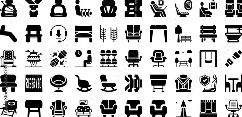 Seat Icon Set Isolated Silhouette Solid Icons With Icon, Seat, Vector, Design, Symbol, Illustration, Line Infographic Simple Vector Illustration