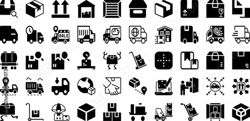 Ship Icon Set Isolated Silhouette Solid Icons With Shipping, Ship, Transportation, Symbol, Delivery, Icon, Set Infographic Simple Vector Illustration