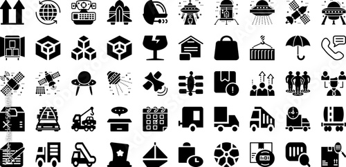 Ship Icon Set Isolated Silhouette Solid Icons With Symbol, Shipping, Set, Transportation, Icon, Delivery, Ship Infographic Simple Vector Illustration