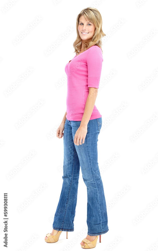 Statuesque young woman. Full length of a statuesque young woman isolated on a white background. Statuesque young woman. Full length of a statuesque young woman isolated on a white background.