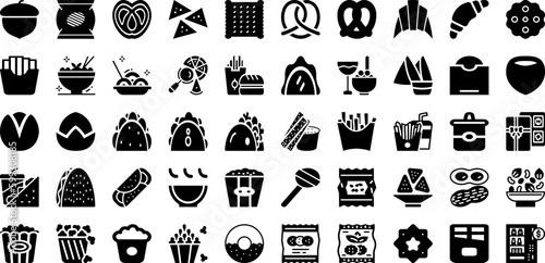 Snack Icon Set Isolated Silhouette Solid Icons With Vector  Food  Icon  Symbol  Snack  Eat  Illustration Infographic Simple Vector Illustration