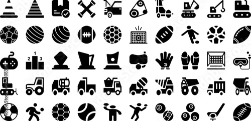 Sport Icon Set Isolated Silhouette Solid Icons With Football, Icon, Vector, Set, Sport, Symbol, Tennis Infographic Simple Vector Illustration