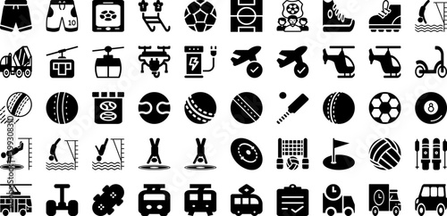 Sport Icon Set Isolated Silhouette Solid Icons With Sport, Icon, Football, Tennis, Symbol, Set, Vector Infographic Simple Vector Illustration