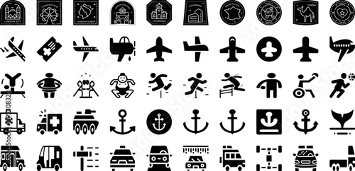 Sport Icon Set Isolated Silhouette Solid Icons With Tennis, Set, Icon, Symbol, Sport, Football, Vector Infographic Simple Vector Illustration