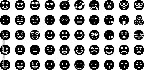 Smile Icon Set Isolated Silhouette Solid Icons With Icon, Symbol, Smile, Illustration, Vector, Happy, Isolated Infographic Simple Vector Illustration