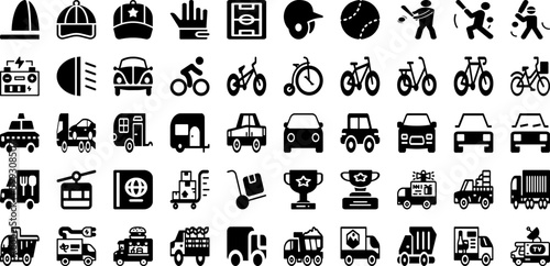 Sport Icon Set Isolated Silhouette Solid Icons With Set, Icon, Sport, Tennis, Symbol, Vector, Football Infographic Simple Vector Illustration