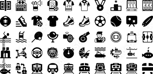Sport Icon Set Isolated Silhouette Solid Icons With Football, Vector, Icon, Tennis, Set, Sport, Symbol Infographic Simple Vector Illustration