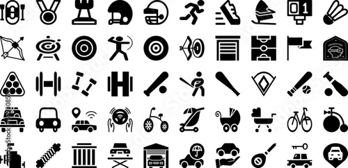 Sport Icon Set Isolated Silhouette Solid Icons With Football, Set, Vector, Tennis, Symbol, Icon, Sport Infographic Simple Vector Illustration