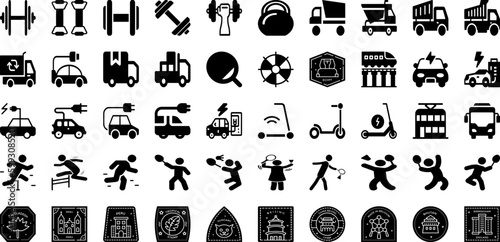 Sport Icon Set Isolated Silhouette Solid Icons With Icon, Tennis, Symbol, Sport, Vector, Football, Set Infographic Simple Vector Illustration