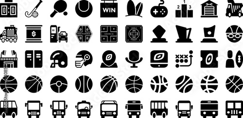 Sport Icon Set Isolated Silhouette Solid Icons With Vector, Football, Symbol, Set, Icon, Tennis, Sport Infographic Simple Vector Illustration