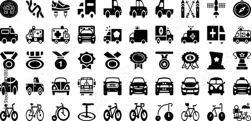 Sport Icon Set Isolated Silhouette Solid Icons With Football, Tennis, Symbol, Sport, Vector, Icon, Set Infographic Simple Vector Illustration