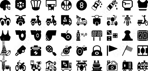 Sport Icon Set Isolated Silhouette Solid Icons With Tennis, Vector, Football, Symbol, Icon, Set, Sport Infographic Simple Vector Illustration