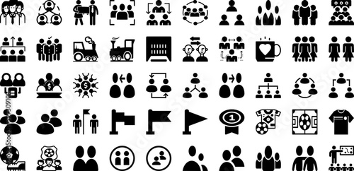 Team Icon Set Isolated Silhouette Solid Icons With Vector, Icon, Team, Teamwork, Line, Business, People Infographic Simple Vector Illustration
