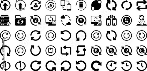 Sync Icon Set Isolated Silhouette Solid Icons With Symbol, Sync, Icon, Technology, Internet, Sign, Data Infographic Simple Vector Illustration