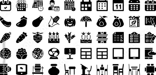 Table Icon Set Isolated Silhouette Solid Icons With Design, Table, Office, Icon, Room, Vector, Symbol Infographic Simple Vector Illustration