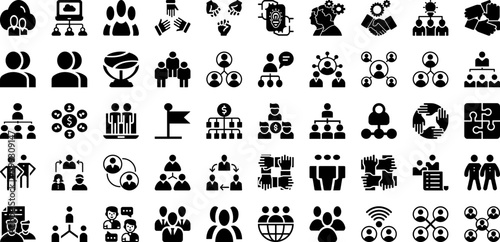 Team Icon Set Isolated Silhouette Solid Icons With Vector  Icon  Teamwork  Business  People  Team  Line Infographic Simple Vector Illustration