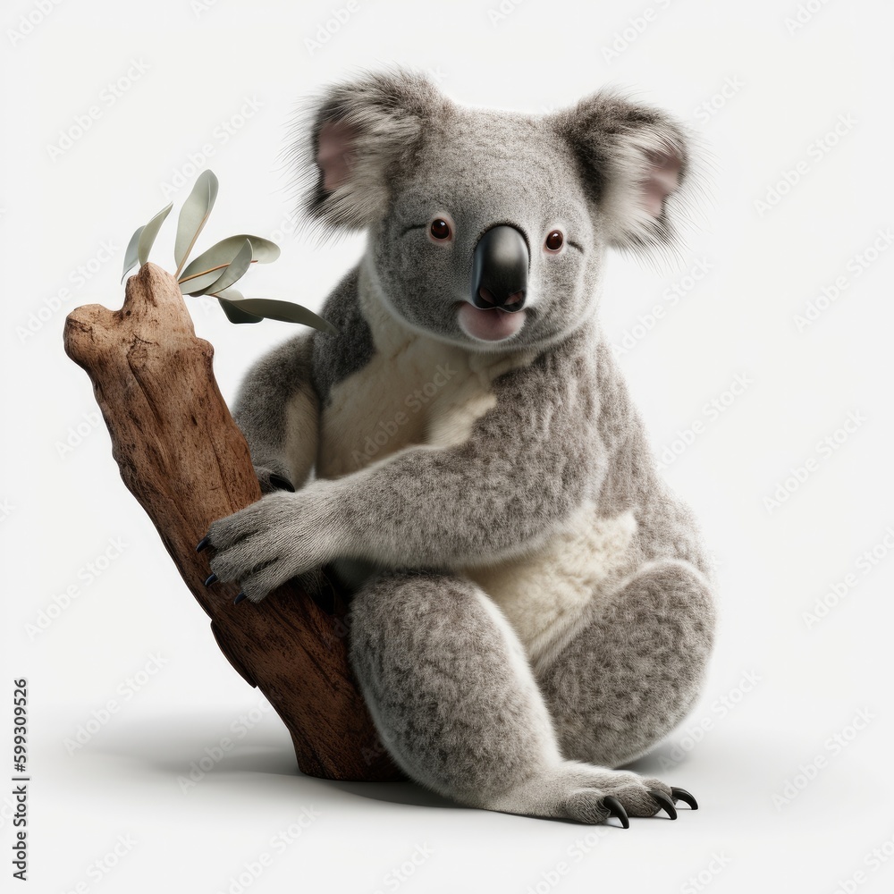 koala, australia, animal, bear, marsupial, tree, wildlife, nature, eucalyptus, mammal, australian, wild, fur, zoo, cute, baby, branch, native, grey, leaf, white background, isolated, koala bear, furry
