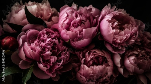 Pink peony bouquet. AI generated