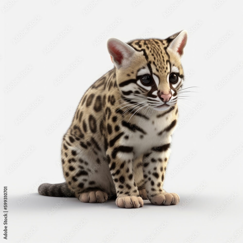 ocelot, kitten, animal, pet, isolated, feline, domestic, white, fur, cute, bengal, kitty, pets, tabby, sitting, adorable, mammal, looking, paw, white background, british, animals, young, eyes, purebre