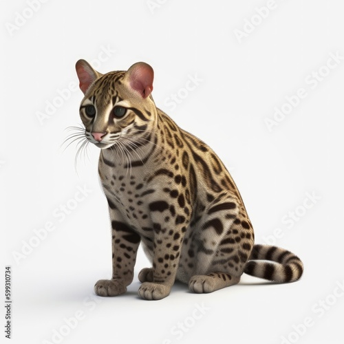 ocelot, kitten, animal, pet, isolated, feline, domestic, white, fur, cute, bengal, kitty, pets, tabby, sitting, adorable, mammal, looking, paw, white background, british, animals, young, eyes, purebre © Enzo