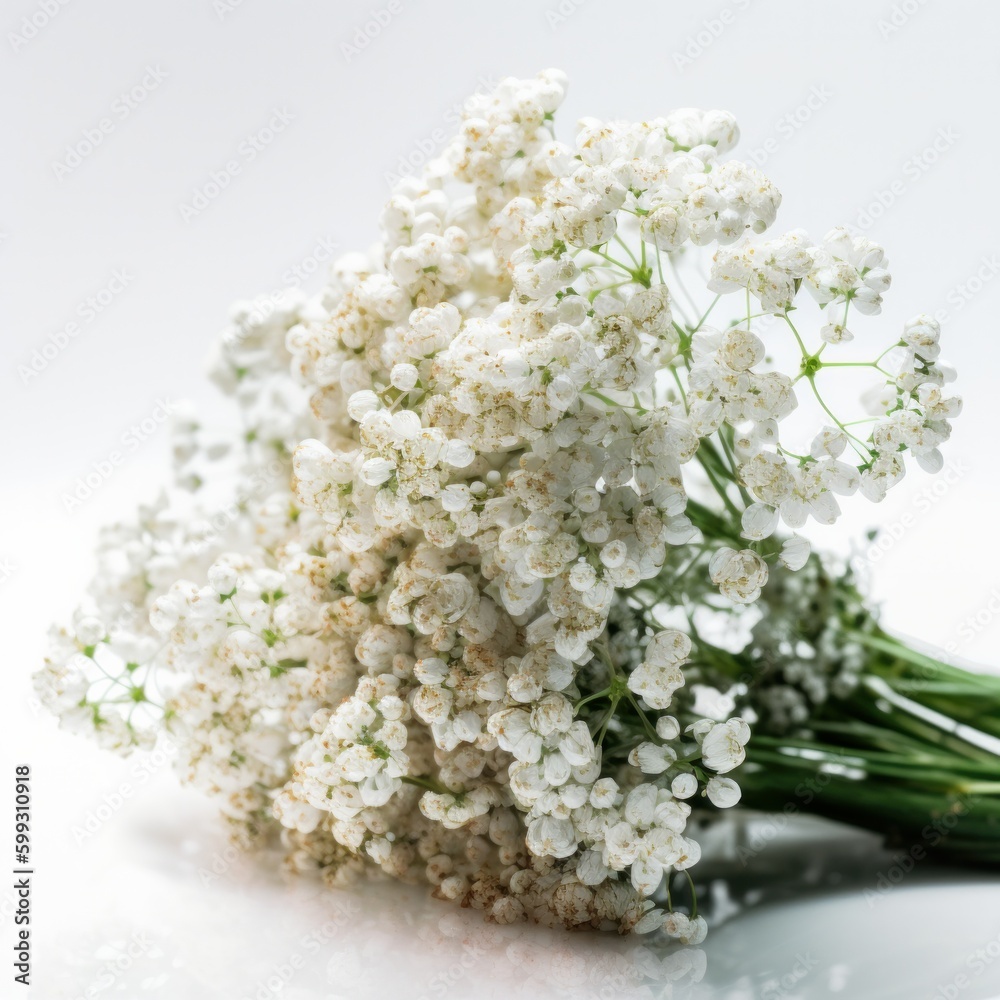 Babys breath bouquet on the white background. AI generated. Babys breath bouquet on the white background. AI generated.