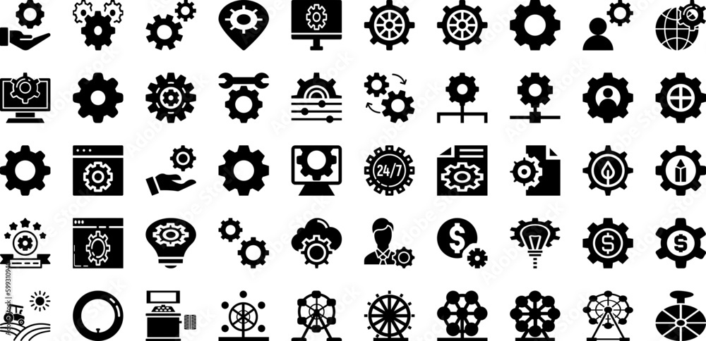 Wheel Icon Set Isolated Silhouette Solid Icons With Symbol, Design, Vector, Isolated, Wheel, Icon, Illustration Infographic Simple Vector Illustration