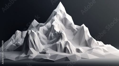 Beautiful mountain peak white low poly illustration. AI generated.