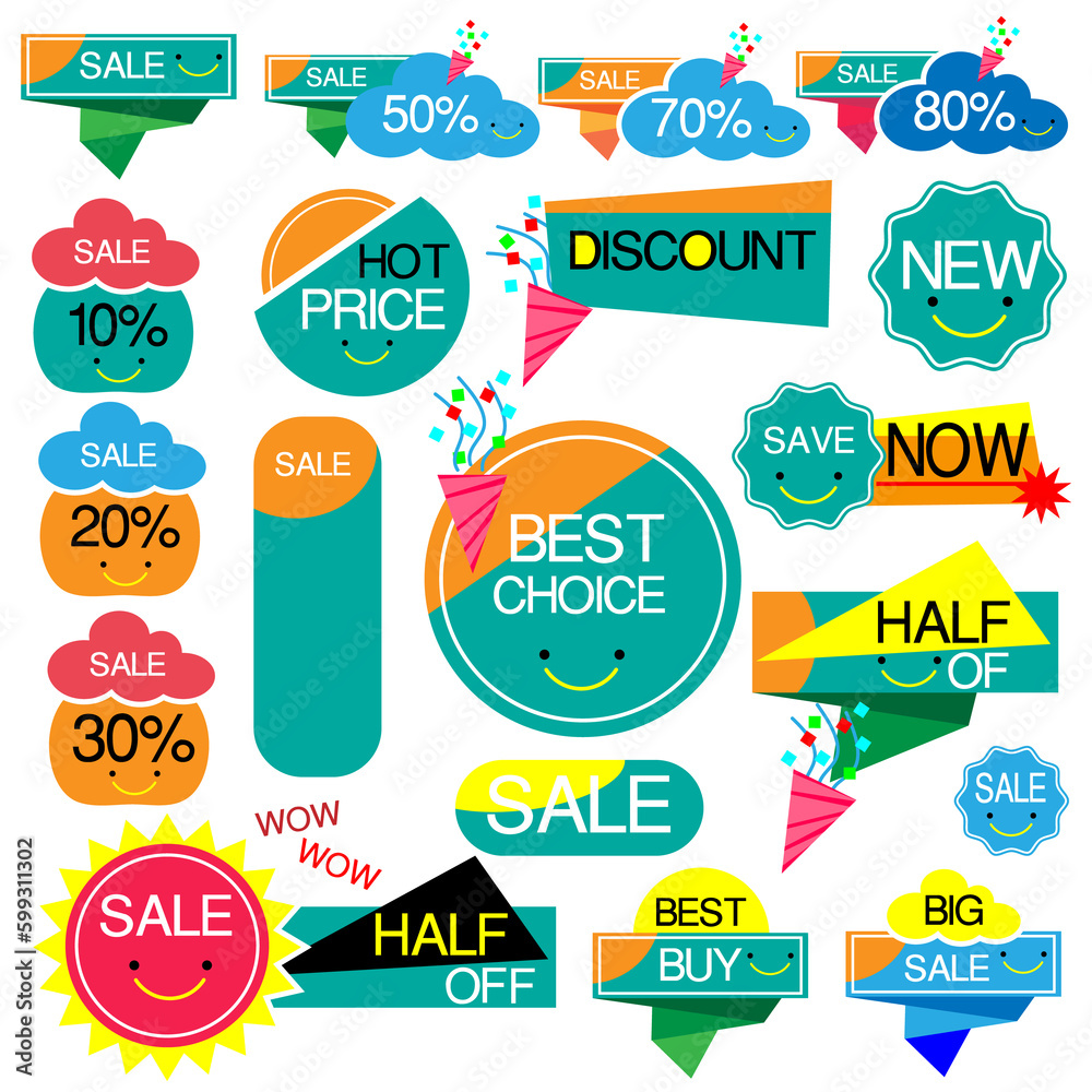 Naklejka premium Set of cute sale banners