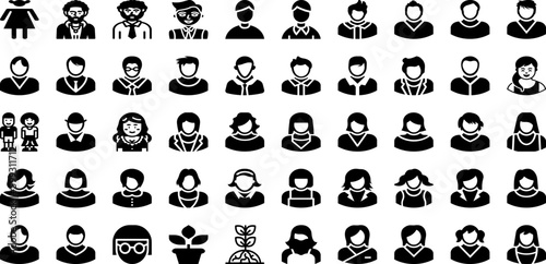 Young Icon Set Isolated Silhouette Solid Icons With Person, People, Vector, Young, Man, Symbol, Icon Infographic Simple Vector Illustration