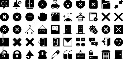 Close Icon Set Isolated Silhouette Solid Icons With Symbol, Sign, Close, Icon, Web, Vector, Illustration Infographic Simple Vector Illustration