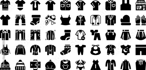 Cloth Icon Set Isolated Silhouette Solid Icons With Clothing, Vector, Set, Sign, Icon, Line, Clothes Infographic Simple Vector Illustration