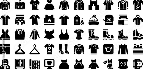 Cloth Icon Set Isolated Silhouette Solid Icons With Line, Icon, Sign, Clothes, Vector, Set, Clothing Infographic Simple Vector Illustration