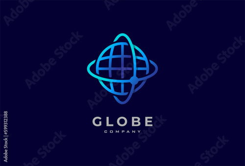 Globe Logo Design, world globe logo template,  vector illustration