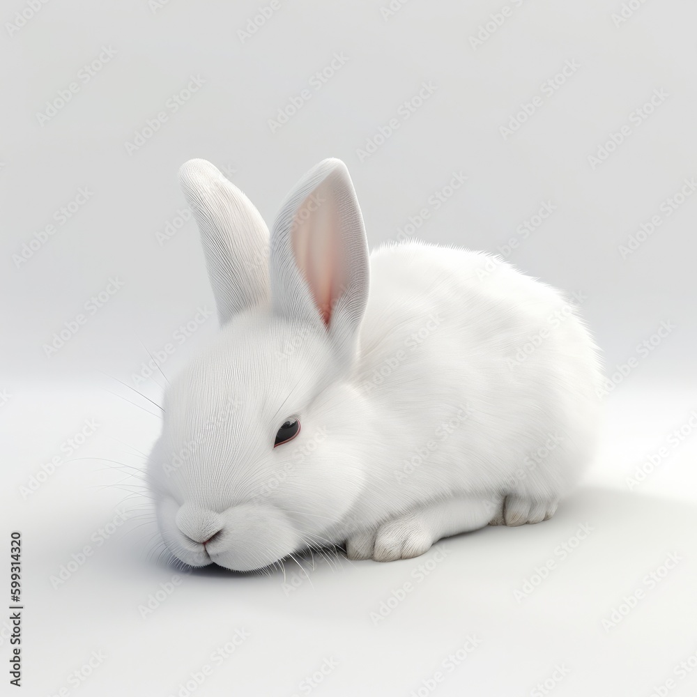 Fototapeta premium rabbit, animal, bunny, white, pet, isolated, easter, fluffy, mammal, fur, pets, cute, hare, small, domestic, ears, one, young, farm, tame, furry, baby, clean, ear, adorable