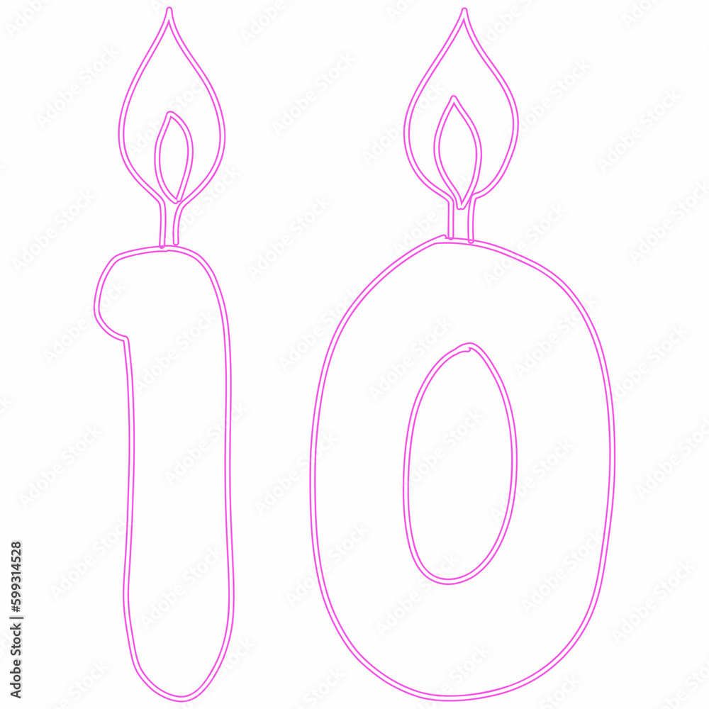 Number 10 with candles for the holiday. Number 10 with candles for the holiday.