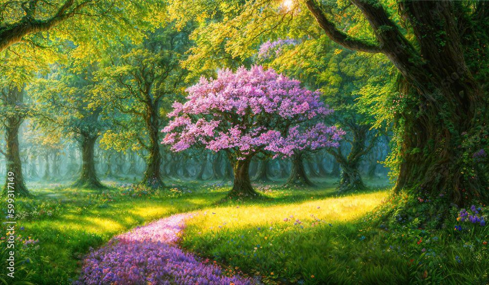 Naklejka premium Magic spring in the forest