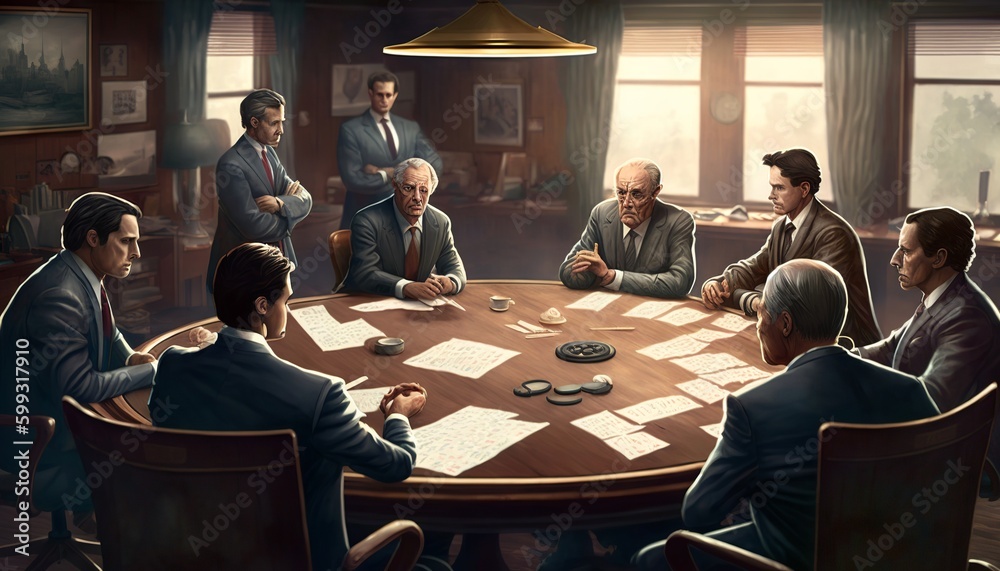 business meeting realistic very detailed finance groupwork design illustration ai