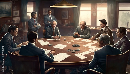 business meeting realistic very detailed finance groupwork design illustration ai