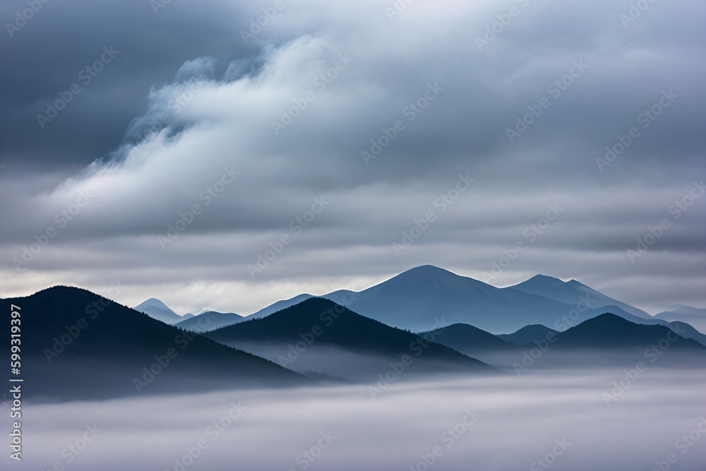 Misty mountains cloudy landscape