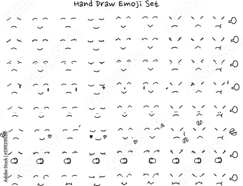 アイコンや気づきーあしらいに使える手描きのシンプルでかわいいモノクロイラストセット　