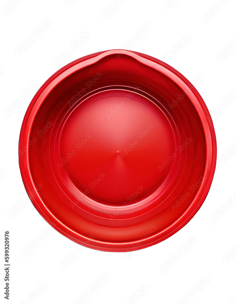 Red empty wash basin on transparent background, created with generative AI