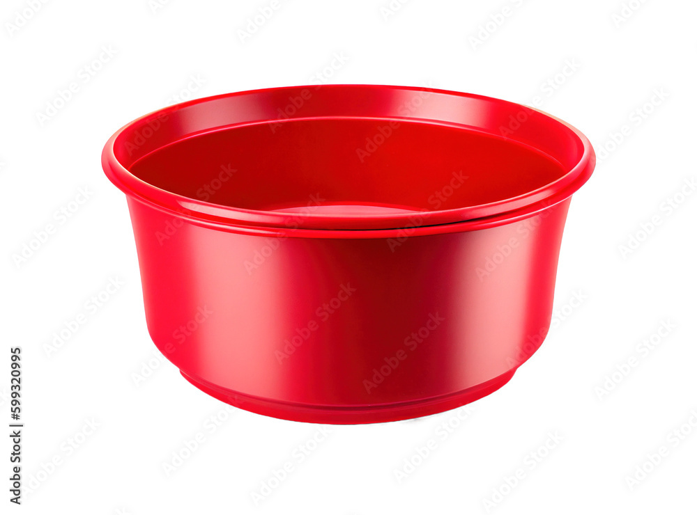 Red empty wash basin on transparent background, created with generative AI